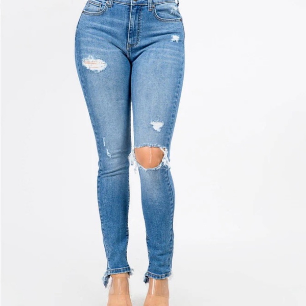 American Bazi Blue Distressed Skinny Jeans